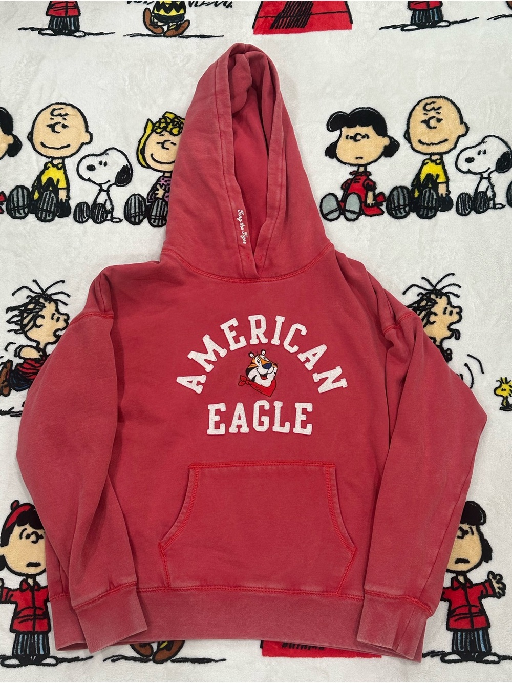 American Eagle Outfitters Kids Coral-Red Hooded Sweatshirt with Graphic